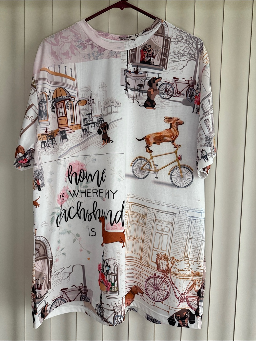 Women’s Dachshund Print Short-Sleeve Blouse - White